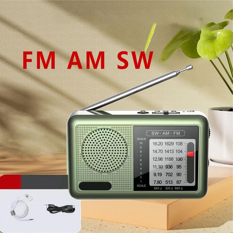 Small Shortwave Radio Rechargeable Weather Radio Am Shortwave Radio Full Band Great Reception Audio Equipment Earphone Jack