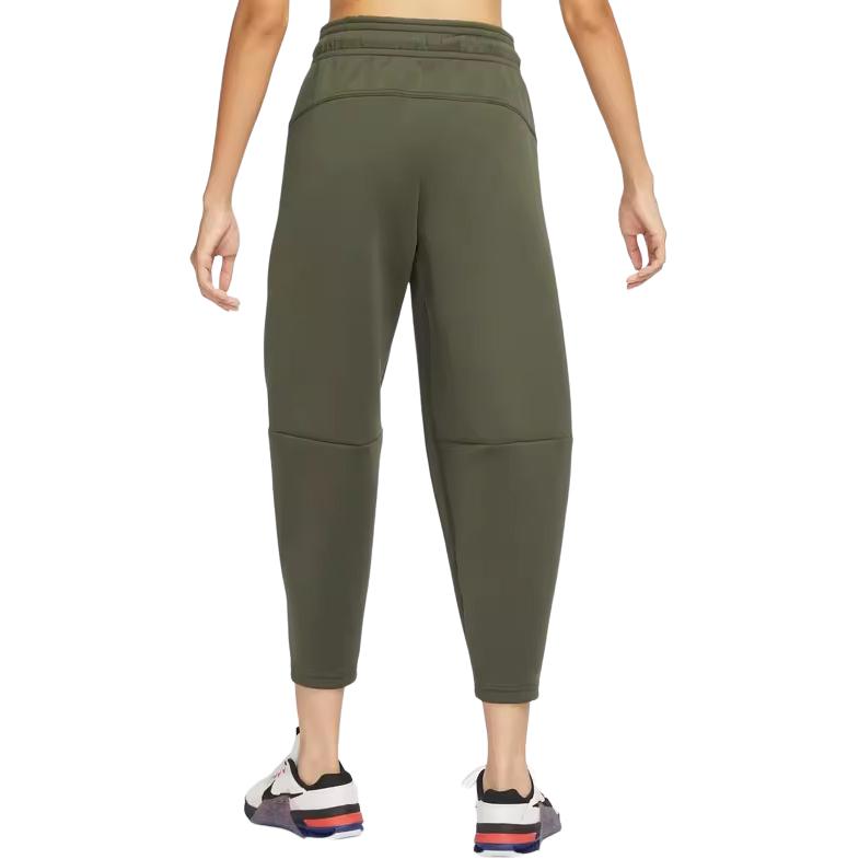 Nike Dri-Fit Solid High-Waisted Drawstring Cropped Knit Joggers Women Joggers Khaki-Green FB5429-325