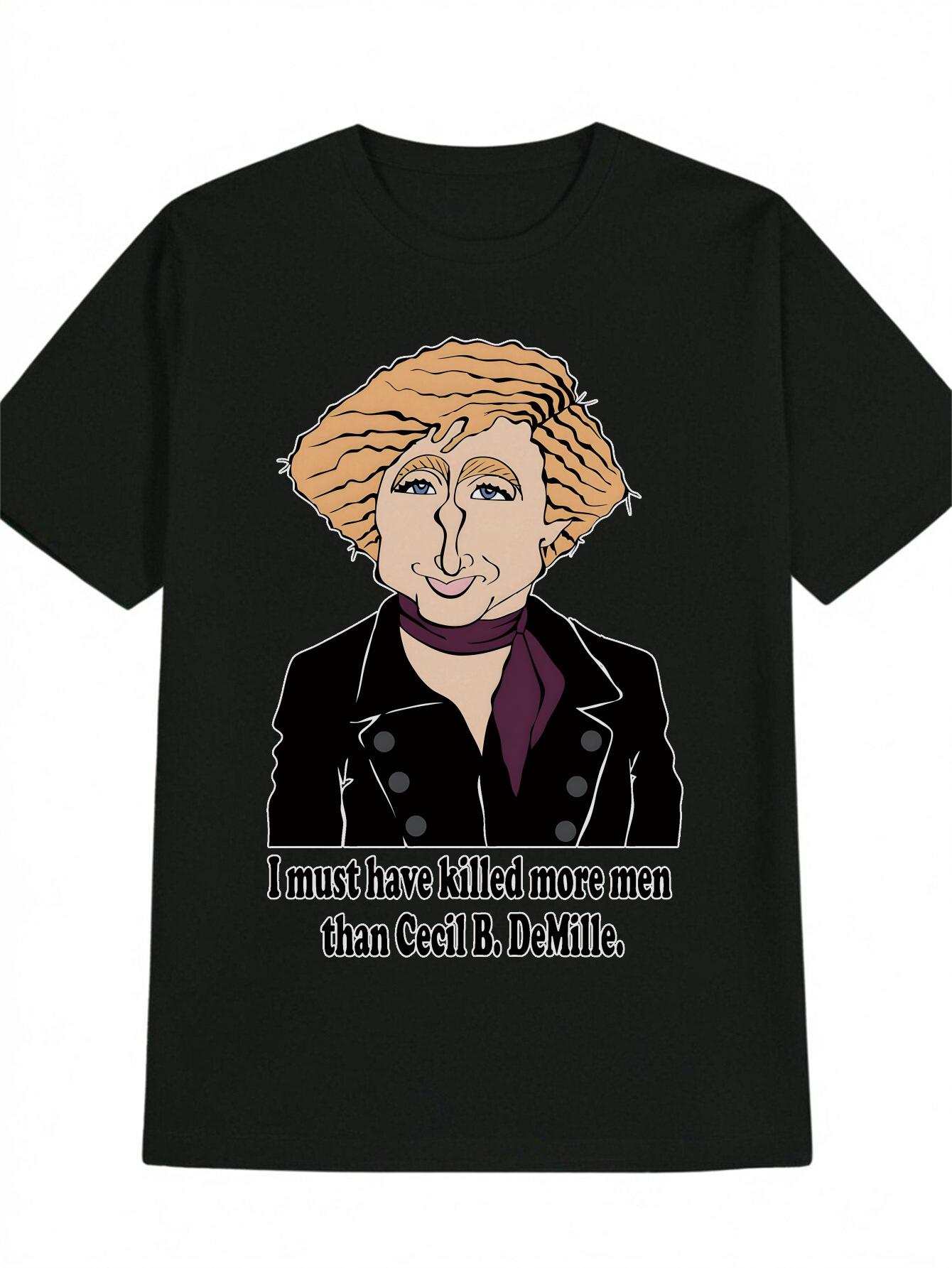 

Casual Crew Neck T-shirt with Cartoon Golden Hair Print S