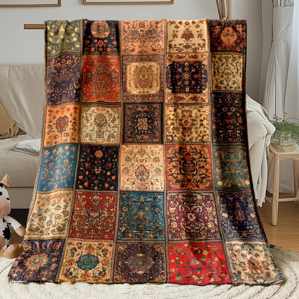 Luxurious Persian Tapestry Throw Blanket Cozy Decorative Ethnic Moroccan Style Vintage Autumn Winter Boho Sofa Couch Bed Decor