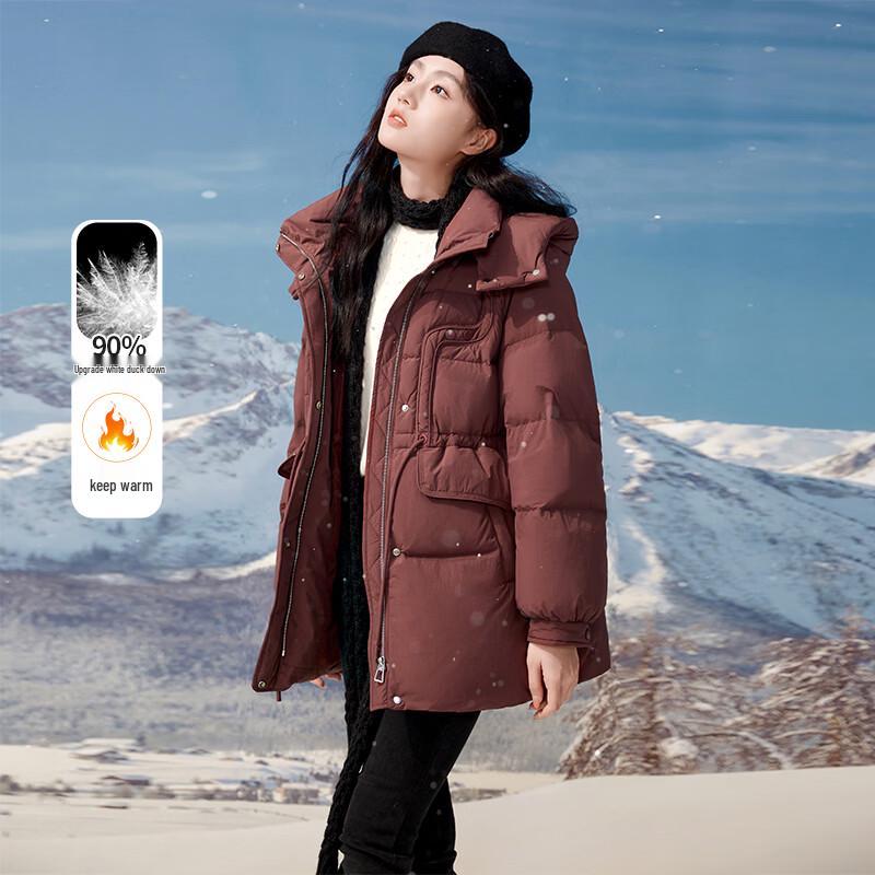 Xiangying Women s Petite Ankela Red Down Jacket (2025 Winter) L