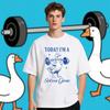 Today Im A Serious Goose Funny Goose Lifting Weights Gym Printed T Shirt Tops A Self Disciplined and Fitness Goose Shortsleev