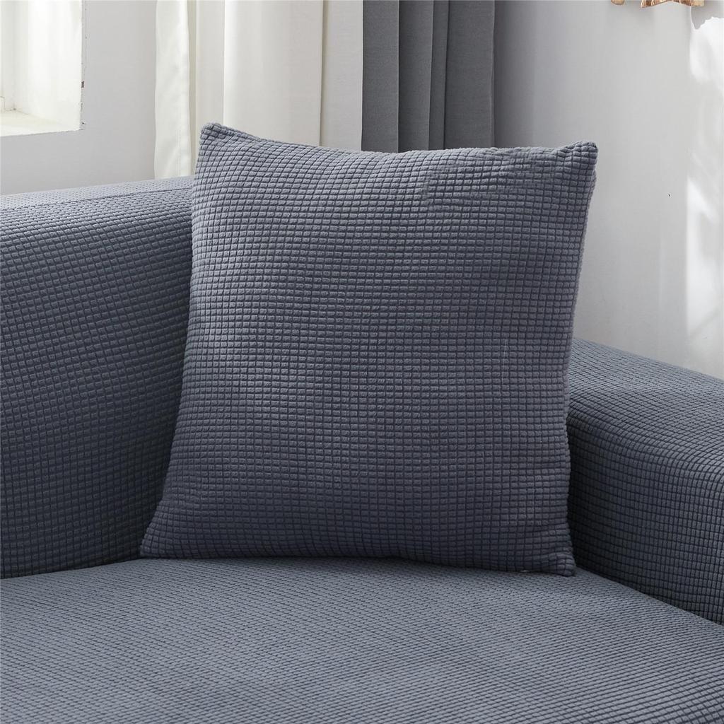 Elastic Velvet Square Lumbar Cushion Cover, 40x40 cm, Removable & Washable for All Seasons