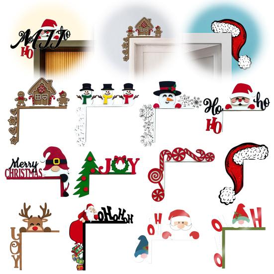 Decorazione Murale Natalizia da Interno, Segno Angolare in Legno per Porta di Natale, Ornamento Festivo a L da Appendere, Regalo per Festa in Casa, Babbo Natale Renna Pan di Zenzero