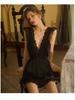Guiruo Sexy Deep V Nightgown & Backless Camisole Set 