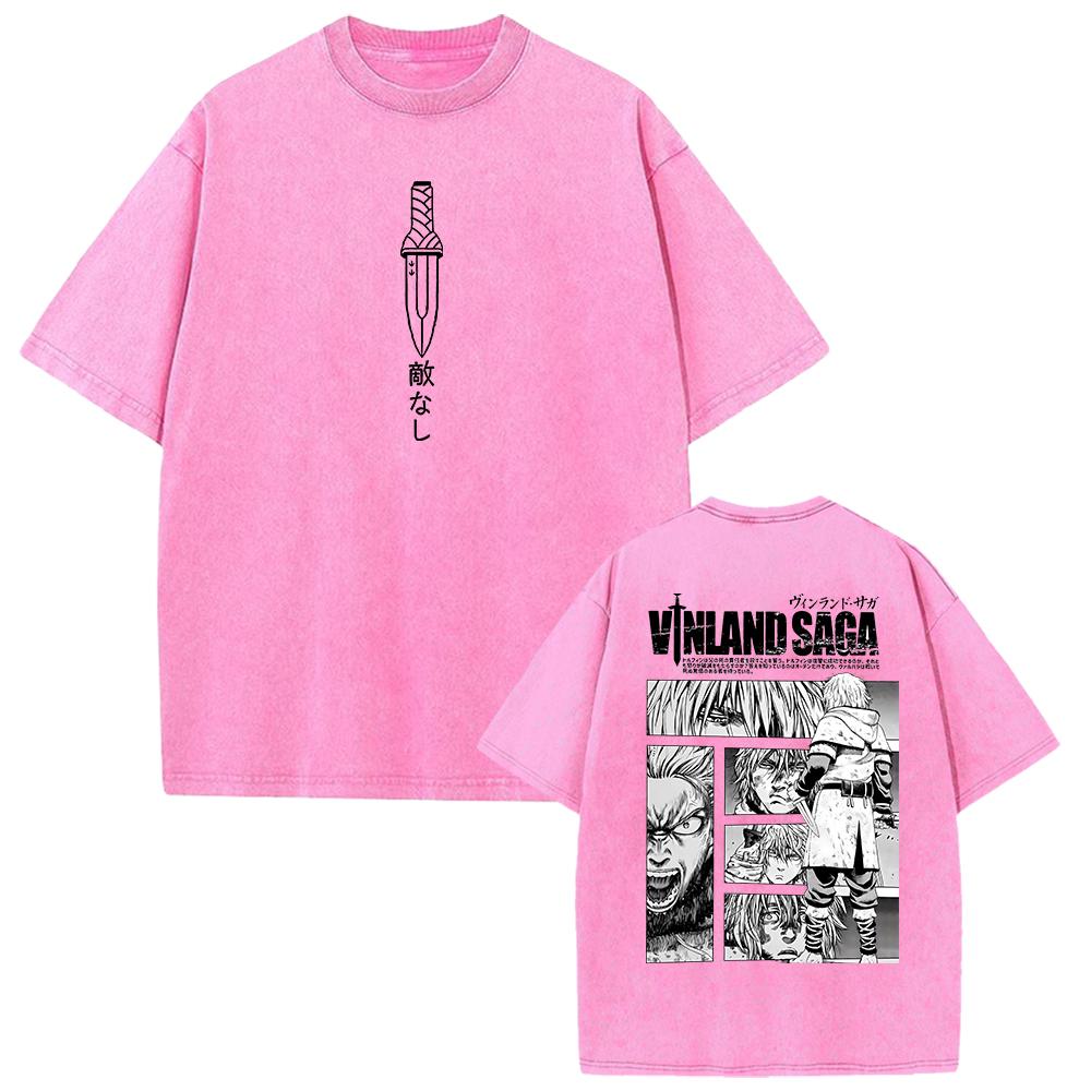 VINLAND SAGA Manga Graphic T-shirt Thorfinn Vintage Washed Oversized T Shirt Men Women Clothing Summer Cotton Short Sleeve Tees