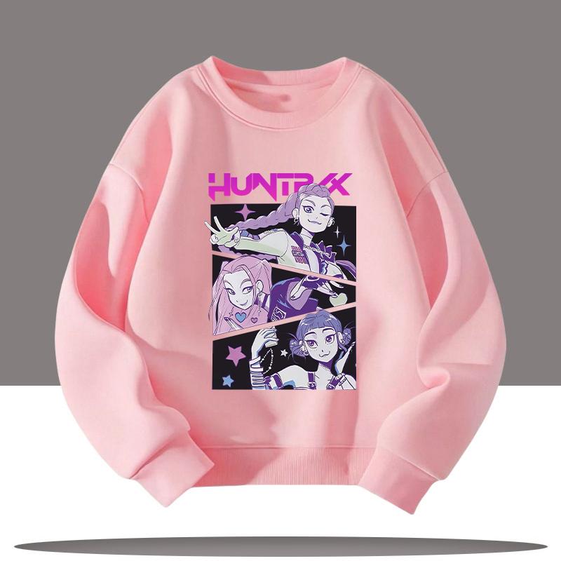 Odzież dziecięca K-pop Łowcy Demonów Nadruk z kreskówki Wiek 3-12 lat Nowy styl Koszulka sportowa z okrągłym dekoltem dla dzieci Urocza dziewczęca bluzka codzienna