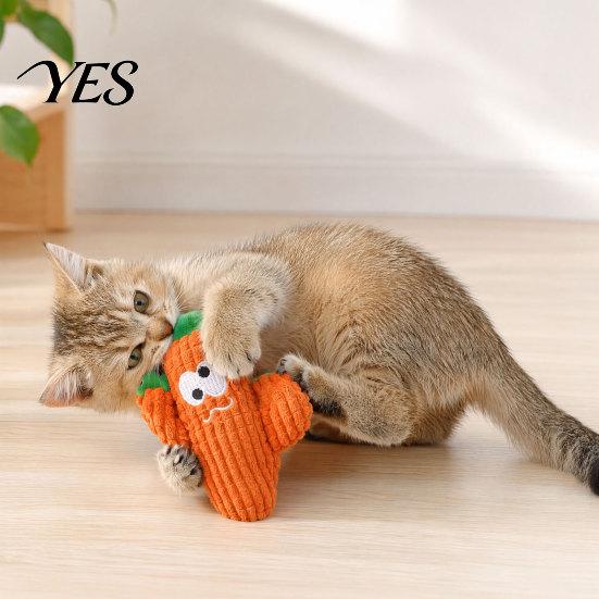 Plush Cactus Cat Toy Toy, Catnip Filled Chew Cute Handcrafted Stuffed Kitten Teething for Indoor Cats Entertainment