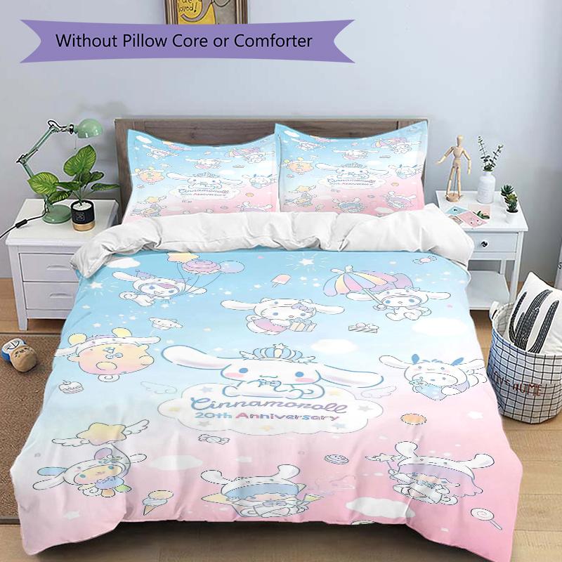 3pcs Cinnamoroll's 20th Anniversary Celebration Print Cover Set Ultra Soft, Breathable, and Comfortable Bedding with Stylish Design for Bedroom a