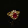 Retro Exquisite Court Style Inlaid with 6 * 8mm Oval Red Corundum Ring, Light Luxury and High-end Sense Versatile Cultivation Color Treasure