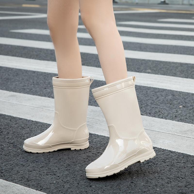 Fashion Snow Women's Shoes Candy Color Women's Rain Boots Non-slip Rain Shoes Medium Tube Water Shoes Kitchen Waterproof Glue Shoe Cover Shoes