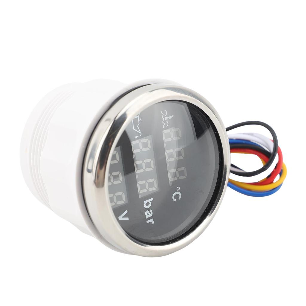 3 In 1 Instrument Sensor Kit Engine Coolant Temperature Oil Pressure Meter Battery Voltmeter for Car Boat 52mm Digital