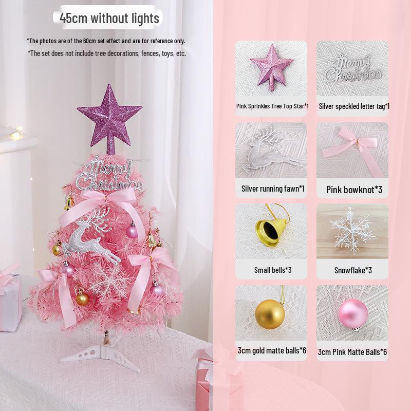 Pink Mini Christmas Tree Set - 45cm & 60cm Desktop Decorations