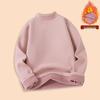 Girls' Medium/Large Half-High Collar Fleece Base Layer Top - Autumn/Winter Velvet Thickened Inner Wear