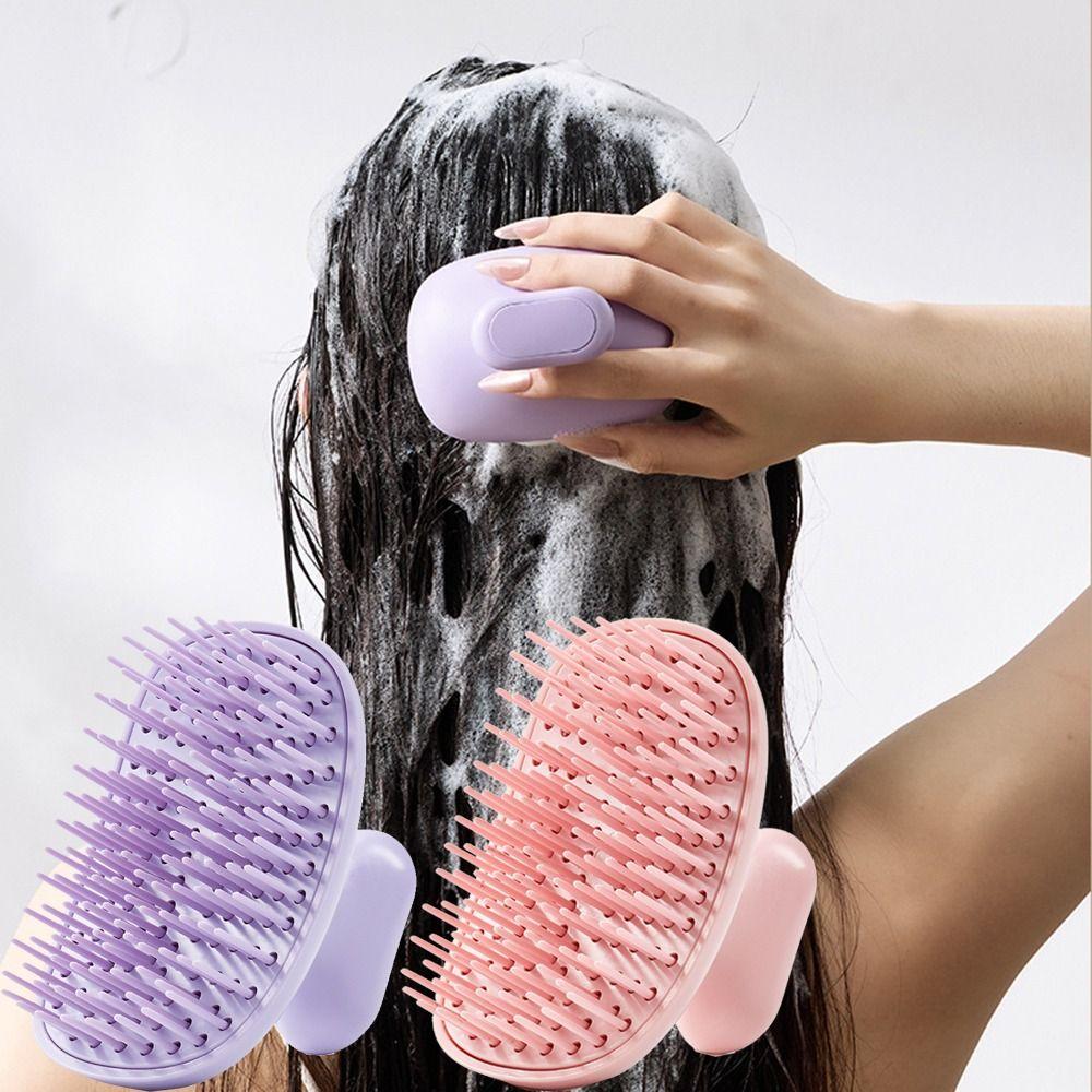 Soft Silicone Shampoo Brush Dandruff Removal Head Scalp Massager  Travel Use