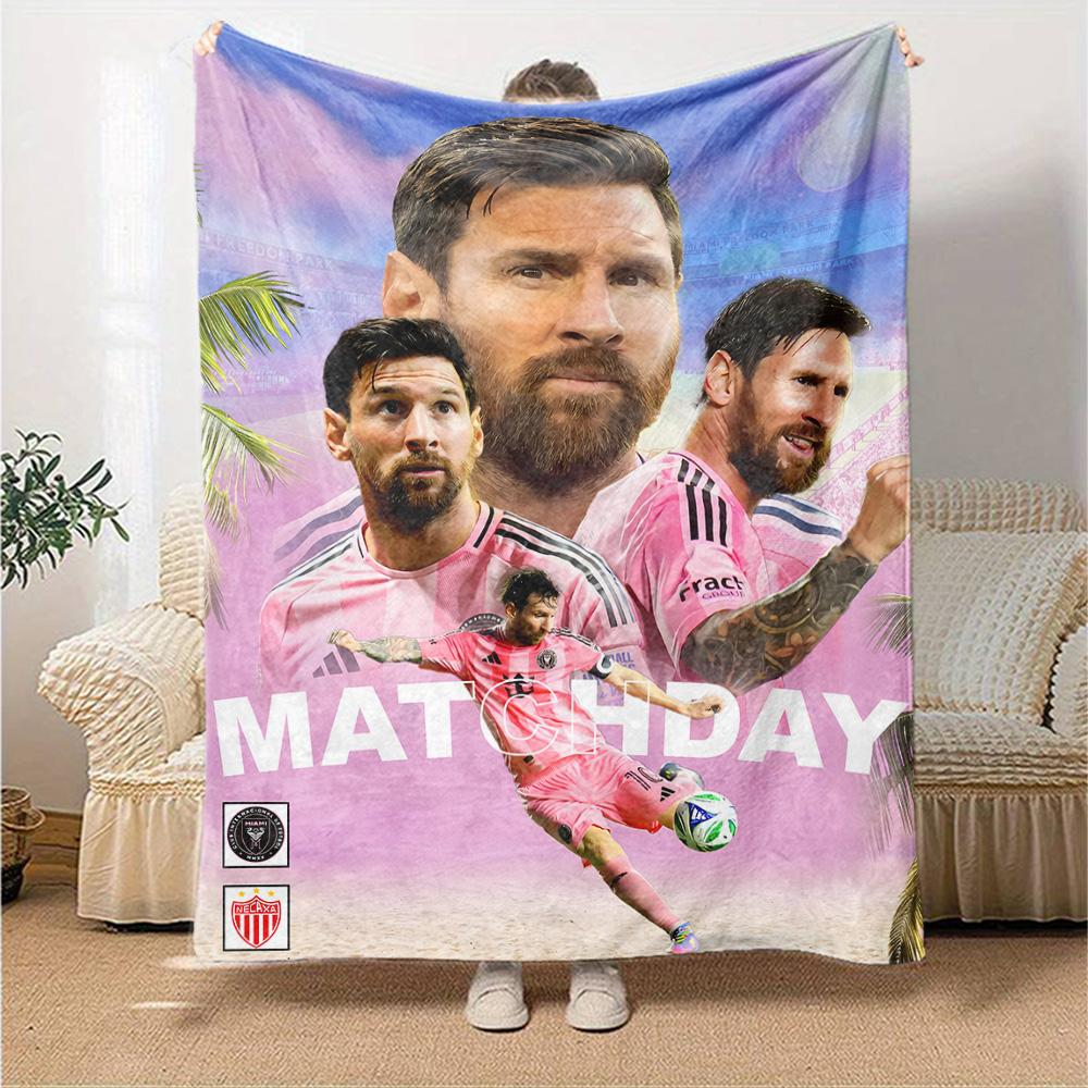Leo Messi's Iconic Jersey Blanket Warmthful Decor Suitable for Bed Picnics Seaside Four Seasons Universal Stylish Decor Birthday Christmas Gift Blanke