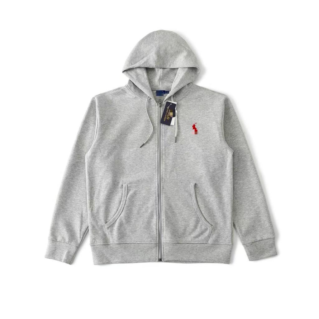 Men's Business RL Ralph LF Embroidered Pony Logo Zip-Up Hoodie Sweatshirt Versatile Outerwear