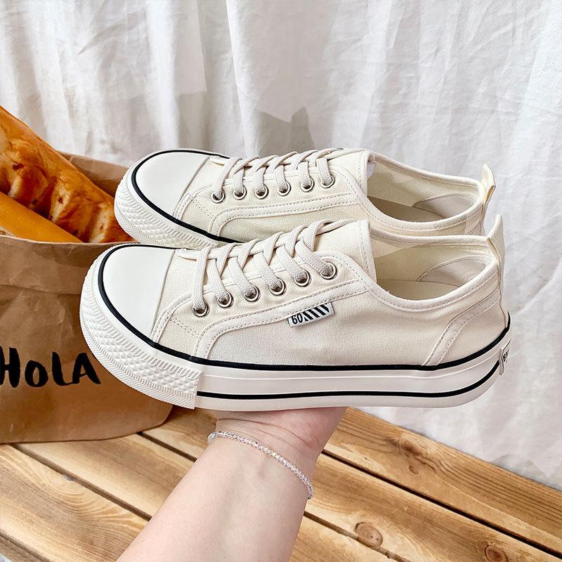 Spring new simple canvas shoes female students versatile ugly cute thick baseplate shoes big head women's shoes