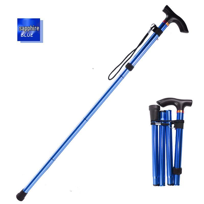 Outdoor Folding Telescopic Trekking Pole - Five-Section Walking Stick for Elderly