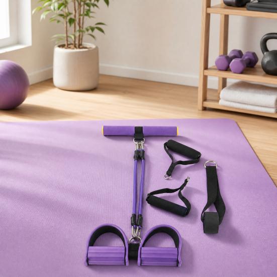 Pedal Resistance Band with Handle 2/4/6-Tube Abdomen Waist Arm Legs Workout Band
