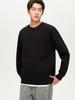 Men's Black Fleece-Lined Faux Two-Piece Round Neck Hoodie - 2025 Autumn/Winter Loose Pullover Top