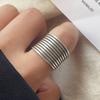 925 Sterling Silver Rings For Women Geometric Fine Jewelry Finger Adjustable Vintage Wide Strip Ring For Party Birthday Gift