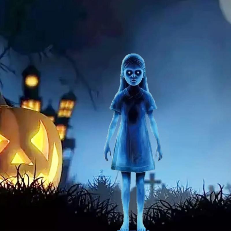 2pcs Halloween Scary Ghost Girl Garden Stake Twin Female Ghost Courtyard Insertion Outdoor Decor Lawn Patio Haunted Metal
