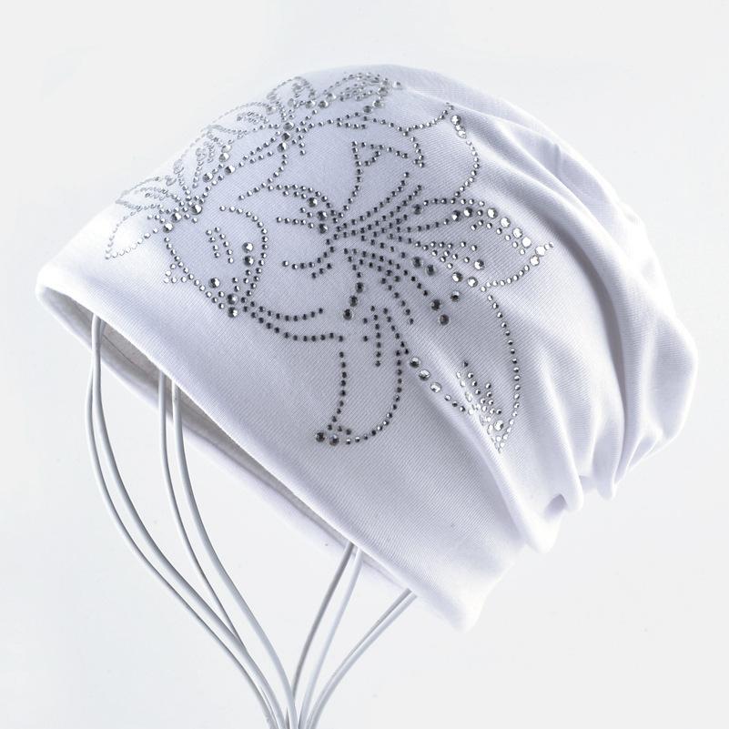 Gorro femenino, gorros de otoño e invierno, gorro de hip-hop, sombreros con diamantes de imitación de flores para mujer, gorros
