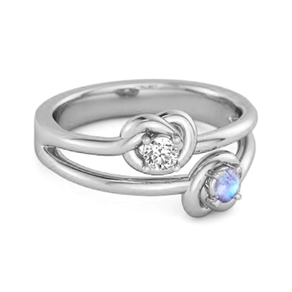 Moonstone Infinity Knot Bypass Ring - 925 Sterling Silver