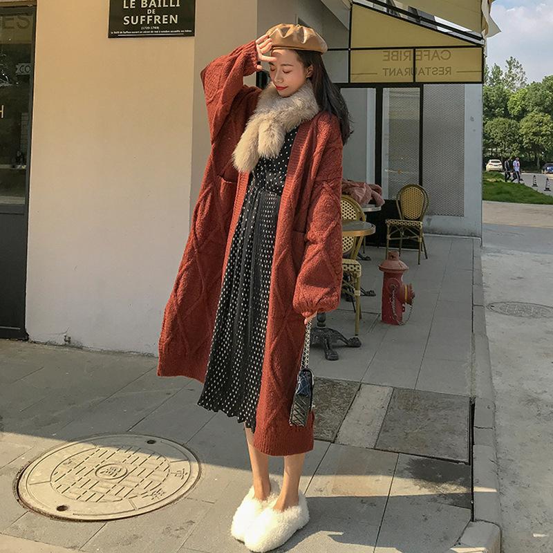 Women Long Sleeve Long Hooded Cardigans Sweater Loose Knitted Sweaters Cardigan Outwear Coat