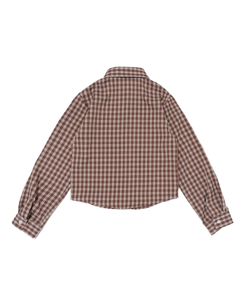 CARGOBROS FOR WOMAN Mare Crop Check Shirt (Brown)