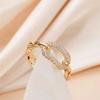 Huitan Women Opening Ring Chain Linked Luxury Wedding Engagement Accessories Inlaid Shiny CZ Elegant Party Gold Color Jewelry