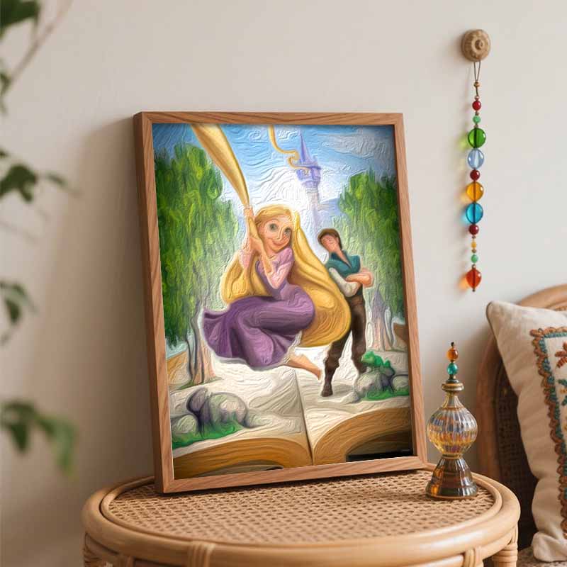 Disney Rapunzel DIY Oil Painting Art Painting Kit Home Wall Decor Handmade Gift for Princess Fans Home Art Painting Decor Wall Gift
