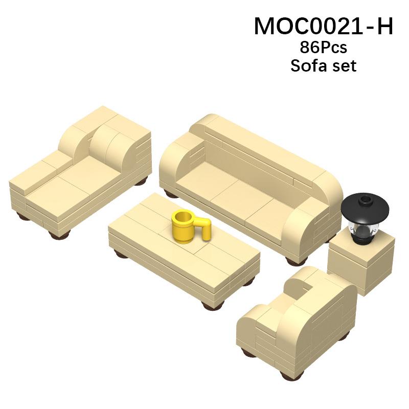 Compatible City Furniture Series Bricks MOC Building Blocks Kitchen Bedroom Bathroom Parts DIY Kits Kids Toys Sofa Bed Piano Set