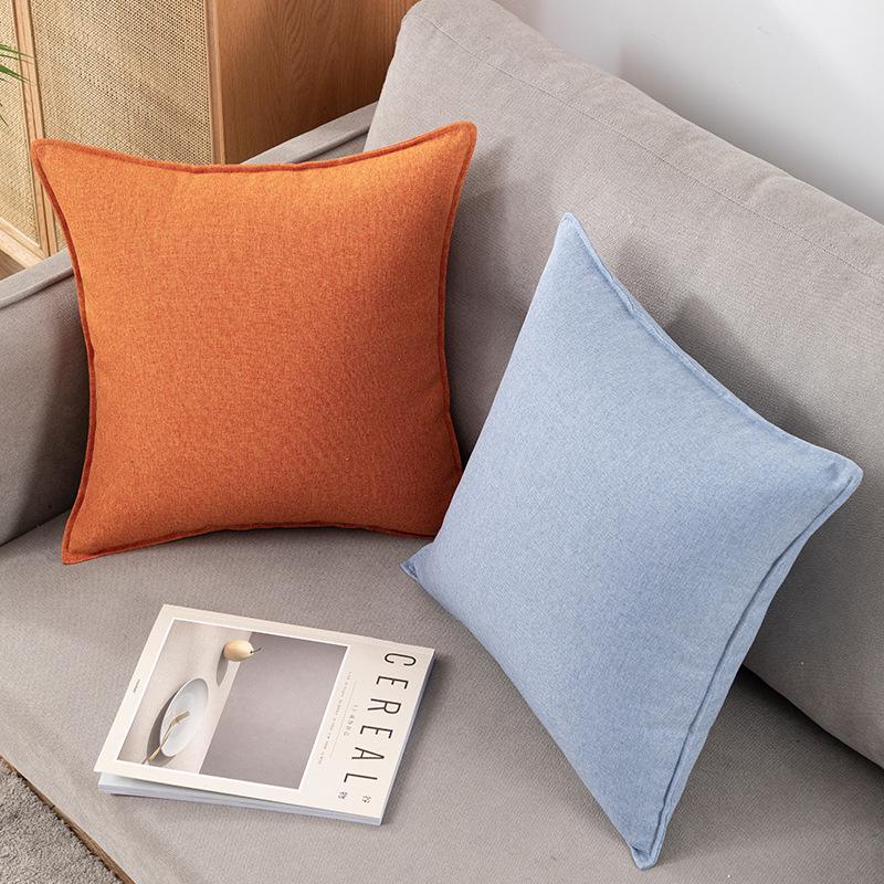 Chinese Style Fine Linen Sofa Back Cushion – Solid Wood Living Room Decor Pillow, Imitation Cotton Linen, High-End Bed Backrest.