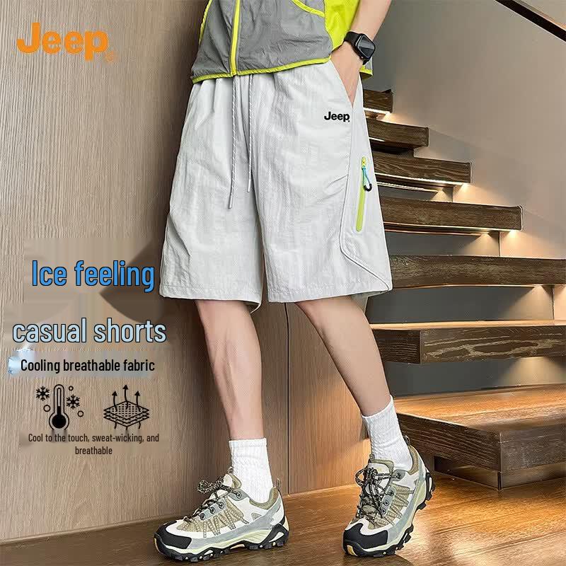 JEEP Men s Ice-Feel Quick-Dry Loose-Fit Pleated Shorts M светло-серый