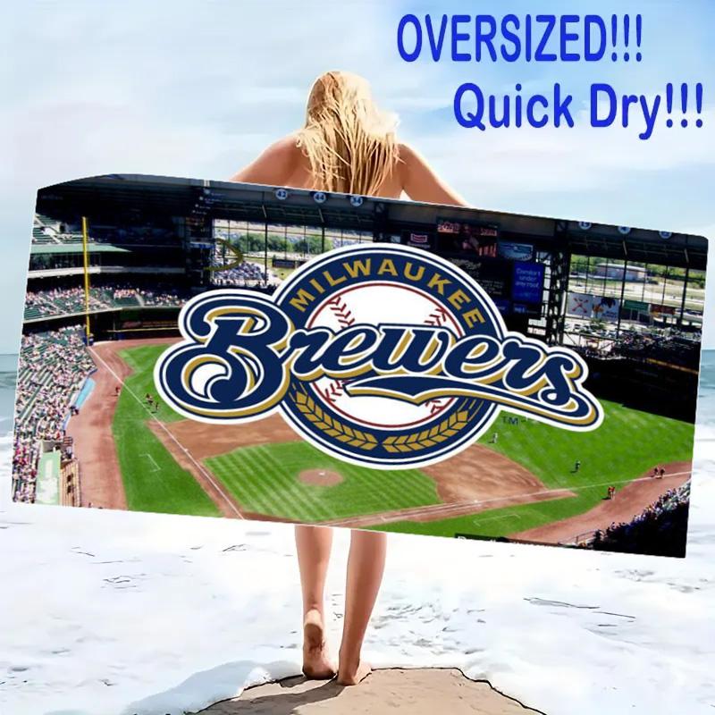 Milwaukee Brewers Logo Print Beach Towel, Large Soft Quick Dry Towel for Beach Camping Swimming