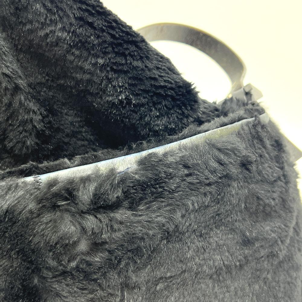 FENDI Mamma Baguette shoulder bags Hand Bag fur / Leather Black/SilverHardware