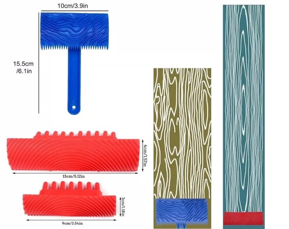 Wood Grain Tool Set for Imitation Paint Application on Furniture and Surfaces