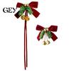 Winter Holiday Home Accents Christmas Bow Curtain Tieback with Bells, Faux Pine Branch Festive Holder, Holders Flocked Fabric Red Drapery Holdback for