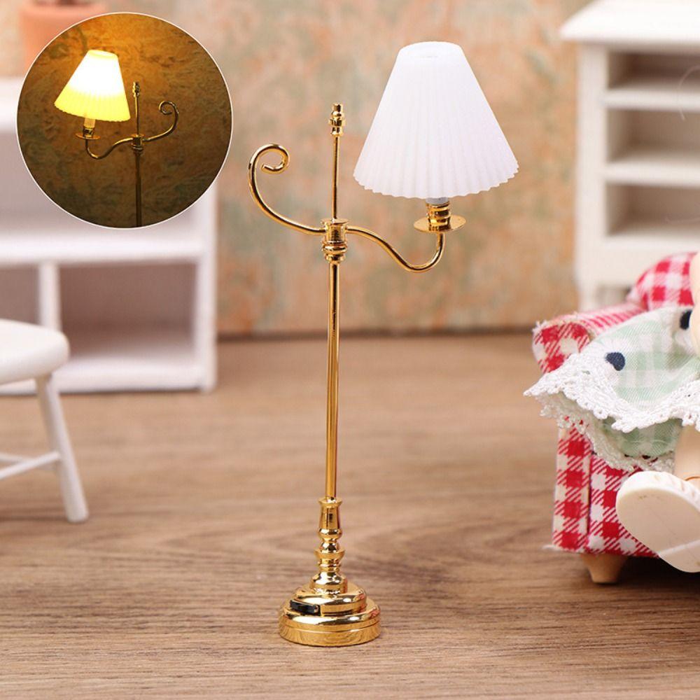 Mini Dollhouse Colored Glass Lamp 1:12 Home Table Lamp Model Lighting Model Doll House Accessories