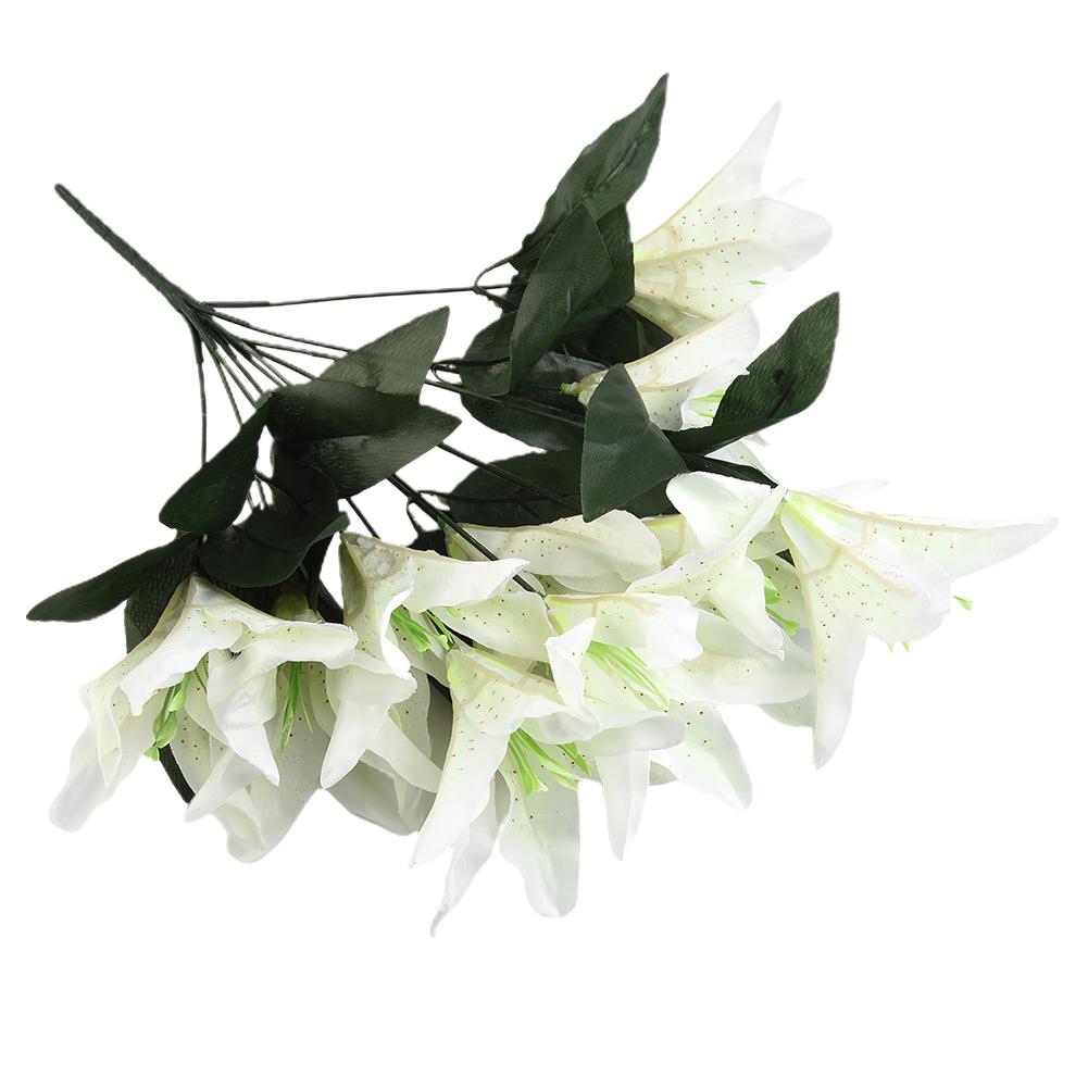 Lily Artificial Flower Bouquet Decor Fake Floral Home 10 Heads 45cm Beautiful Lillies Silk + Plastic Stargazer