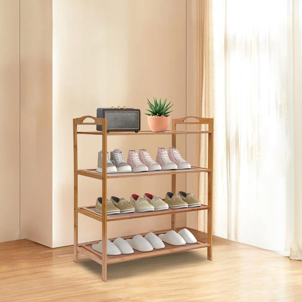 4-Tier Shoe Rack, Open Shoe Storage Rack, Shoe Storage Organizer for Entryway, Hallway and Closet