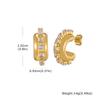 Unique Stainless Steel C-Shaped Hoop Earrings for Women, 18K Gold Plated Cubic Zircon Polished Earrings, Fashion Jewelry