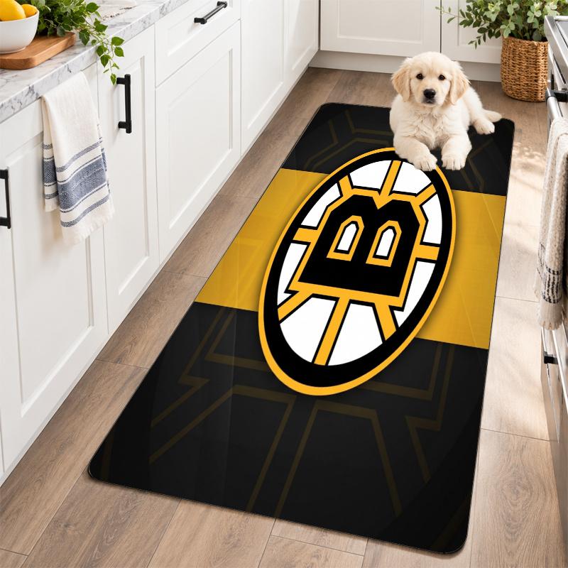 Flannel Kitchen Mat Boston Bruins Soft Area Rug Non Slip Floor Carpet Home Decoration