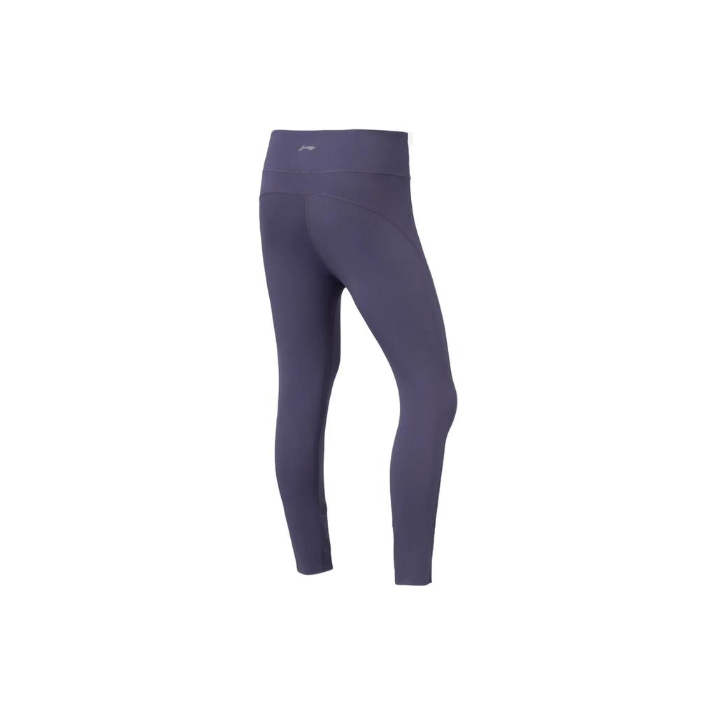 Li Ning Training Series Solid Color Breathable Stretch Fitness Pants Women Pants Blue AULR182-2