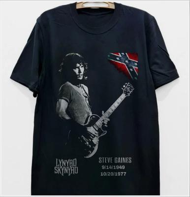 T-shirt Lynyrd Skynyrd, T-shirt Nera Unisex Tributo a Steve Gaines, Taglia S-5XL