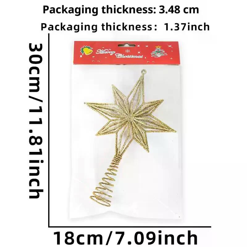 Christmas Glowing Tree Topper Five-pointed Shining Lamp Xmas Colorful TopStar Ornaments Navidad Decora