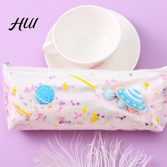 Cute Pencil Bag Case Rectangular Waterproof Stationery with Multiple Compartments Soft Pouch for Pens Erasers Rulers School Office Supplies Holder