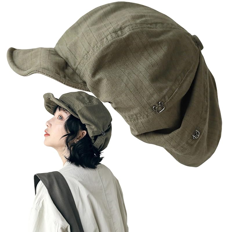 

[shefun] ladies beret large size 54-62cm small face effect spring/summer newsboy beret hat folding soft hat cute painter s hat JP258 (JP, alphabet,